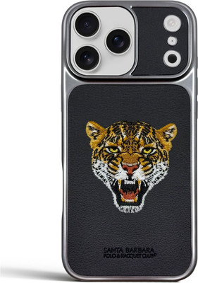 Santa Barbara Protective Case for iPhone 17 Pro Savanna Series Leather Embroidered Back Cover(Black, Pack of: 1)