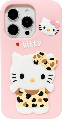 JS COLLECTION Bumper Case for iPhone 16 Pro Max Leopard Print Cat Holder Silicone iPhone Back Cover(Pink, Flexible, Silicon, Pack of: 1)