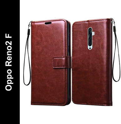 Slugabed Flip Cover for OPPO Reno 2z, Oppo Reno2 F(Brown, Cases with Holder, Pack of: 1)