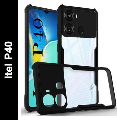 BOZTI Back Cover for Itel P40(Transparent, Black, Camera Bump Protector, Pack of: 1)