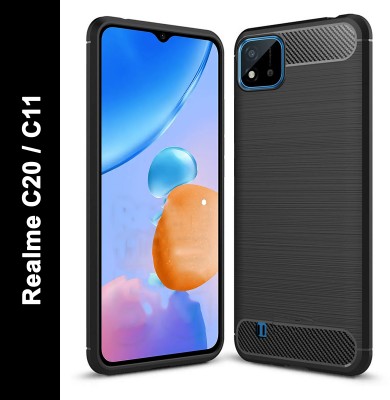 Zapcase Back Cover for Realme C20, Realme C11 2021(Black, Grip Case, Silicon, Pack of: 1)