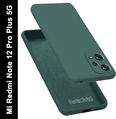 VAPRIF Back Cover for Mi Redmi Note 12 Pro Plus 5G, Matte Rubberized Soft Silicone Protective Cloth Inside(Green, Dual Protection, Pack of: 1)