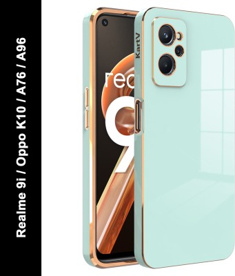 KartV Back Cover for Realme 9i, Oppo A76, Oppo A96, Oppo K10(Blue, Gold, Electroplated, Silicon, Pack of: 1)