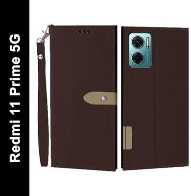 Wynhard Flip Cover for Redmi 11 Prime 5G(Brown, Grip Case, Pack of: 1)