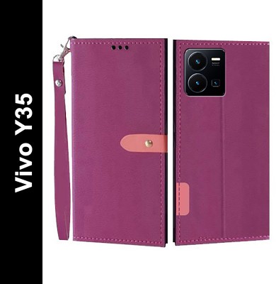 Wynhard Flip Cover for Vivo Y35(Pink, Grip Case, Pack of: 1)