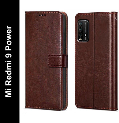 Chaseit Flip Cover for Mi Redmi 9 Power(Brown, Shock Proof, Pack of: 1)