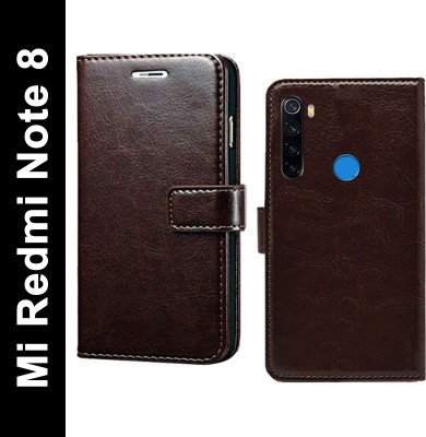 Spicesun Flip Cover for Mi Redmi Note 8(Brown, Shock Proof, Pack of: 1)