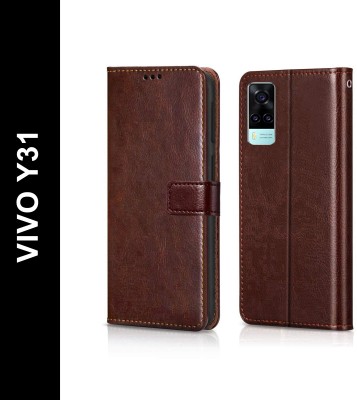 Yofashions Flip Cover for VIVO Y31(Brown, Pack of: 1)