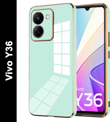 VAPRIF Back Cover for Vivo Y36, vivo Y36, Golden Line, Premium Soft Chrome Case | Silicon Gold Border(Green, Shock Proof, Silicon, Pack of: 1)