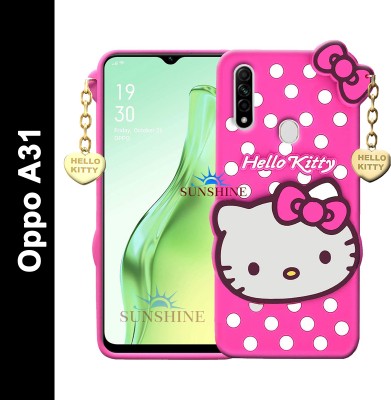 SUNSHINE Back Cover for Oppo A31 -Hello Kitty Case | 3D Cute Doll | Soft Girl Back Cover with Pendant(Pink, Flexible, Pack of: 1)