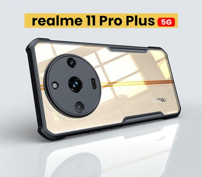 WAREVA Sleeve for Realme 11 Pro Plus, Realme 11 Pro+ 5G(Black, Transparent, 3D Case, Pack of: 1)