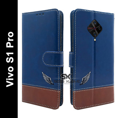 SESS XUSIVE Flip Cover for Vivo S1 Pro -Dual-Color Leather Finish Wallet - Blue & Brown(Multicolor, Dual Protection)