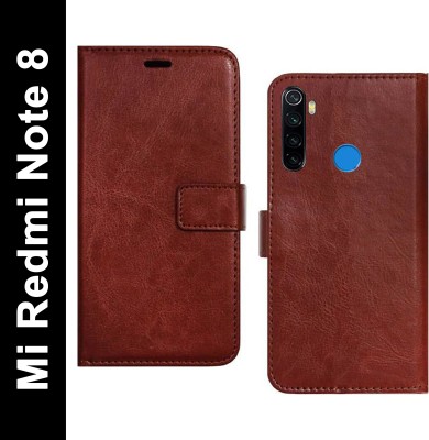 Spicesun Flip Cover for Mi Redmi Note 8(Brown, Shock Proof, Pack of: 1)