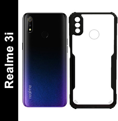 Carrywrap Back Cover for Realme 3, Realme 3i(Black, Transparent, Grip Case, Pack of: 1)