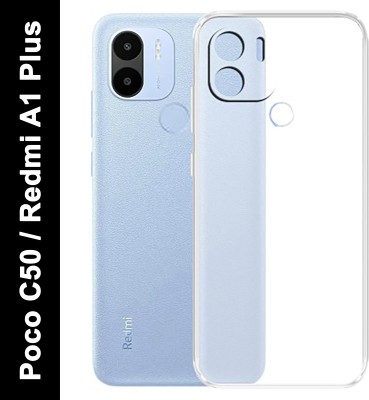 Aarov Back Cover for Mi Redmi A1 Plus, Mi A1 Plus, Poco C50, Poco C51, Redmi A2 Plus, Designer Plain Back Cover(Transparent, Grip Case, Silicon, Pack of: 1)