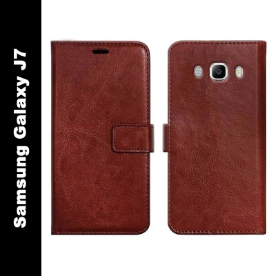 MV Flip Cover for Samsung Galaxy J7 - 6 (New 2016 Edition)(Brown, Shock Proof, Pack of: 1)