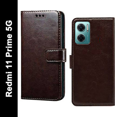 Wynhard Flip Cover for Redmi 11 Prime 5G(Brown, Grip Case, Pack of: 1)