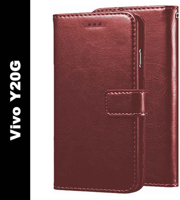 A PLUS DEAL Flip Cover for Vivo Y20G(Brown, Dual Protection, Pack of: 1)