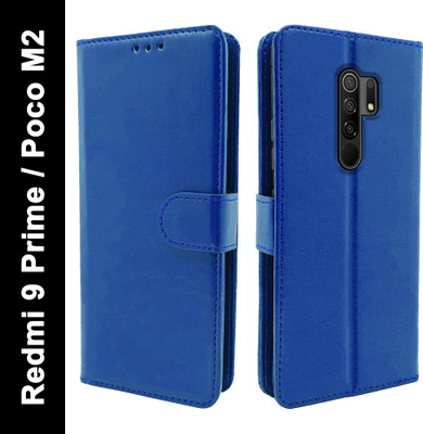Juberous Flip Cover for Mi Redmi 9 Prime, Poco M2(Blue, Cases with Holder, Pack of: 1)