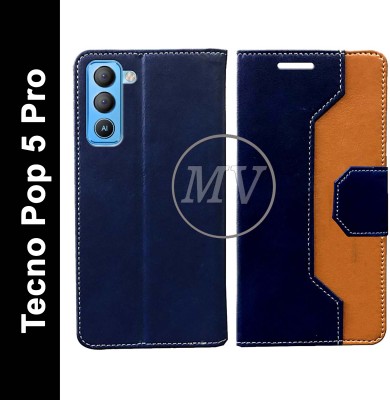 MV Flip Cover for Tecno Pop 5 Pro(Blue, Orange, Cases with Holder, Pack of: 1)