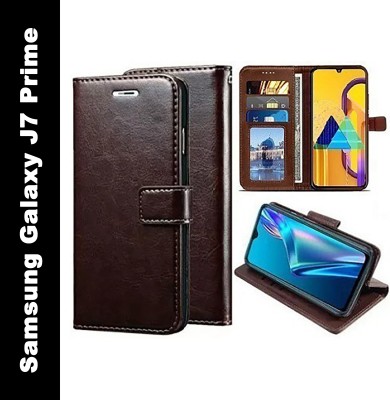 Aarov Flip Cover for Samsung Galaxy J7 Prime, Samsung Galaxy J7 Prime Flip Cover, Samsung J7 Prime Designer Cover(Brown, Dual Protection, Pack of: 1)
