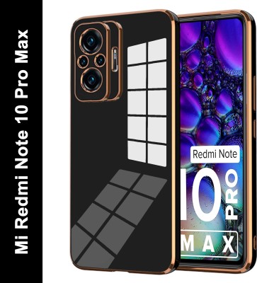 VAPRIF Back Cover for Mi Redmi Note 10 Pro Max, Golden Line, Premium Soft Chrome Case | Silicon Gold Border(Black, Shock Proof, Silicon, Pack of: 1)