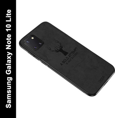 MOBILOVE Back Cover for Samsung Galaxy Note 10 Lite | Deer Pattern Cloth Texture Leather Finish Soft Fabric Case(Black, Grip Case, Pack of: 1)