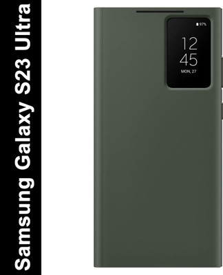 Midkart Flip Cover for Samsung Galaxy S23 Ultra Window View Flip Case with Auto Sensor(Green, Shock Proof, Pack of: 1)