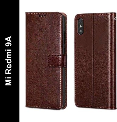 SCAMPY Flip Cover for Mi Redmi 9A(Brown, Shock Proof, Pack of: 1)