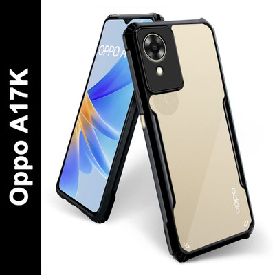 VAPRIF Back Cover for OPPO A17k, Oppo A17k, Transparent Hybrid Hard PC, TPU Bumper(Black, Shock Proof, Pack of: 1)