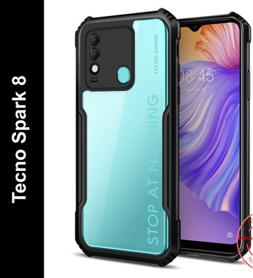 Cover Alive Back Cover for Tecno Spark 8(Black, Transparent, Camera Bump Protector, Pack of: 1)