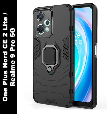 Mobikit Back Cover for Oneplus Nord CE 2 Lite / Realme 9 Pro 5G (Armour Defender Ring Holder Bumper Case)(Black, Rugged Armor, Pack of: 1)