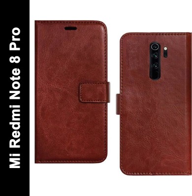 Spicesun Flip Cover for Mi Redmi Note 8 Pro(Brown, Shock Proof, Pack of: 1)