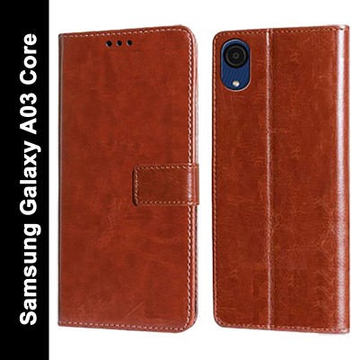 Wynhard Flip Cover for Samsung Galaxy A03 Core(Brown, Grip Case, Pack of: 1)