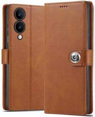 Fastship Flip Cover for Vivo Y17s 4G(Brown, Magnetic Case, Pack of: 1)