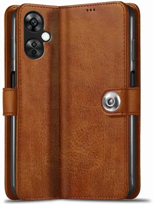 Suprint Wallet Case Cover for Jannid Designer Button Leather Flip Cover for Oneplus Nord CE3 Lite 5G - Brown(Brown, Magnetic Case, Pack of: 1)