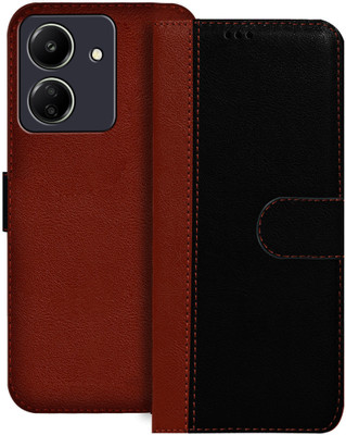 Flipkart SmartBuy Wallet Case Cover for Mi Redmi 13C 4G(Black, Brown, Dual Protection, Pack of: 1)
