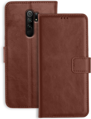 UBROS NETWORK Wallet Case Cover for Poco M2(Brown, Dual Protection, Pack of: 1)