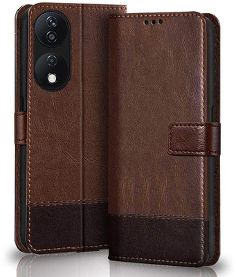 NEXTZONE Wallet Case Cover for Honor X7B 5G Dual Shade Case - Brown-Coffee(Multicolor, Magnetic Case, Pack of: 1)