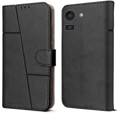 fonfox Wallet Case Cover for Mobile Cover for Ai+ Pulse , Premium PU Leather Magnetic Wallet Case with Card Holder(Black, Magnetic Case, Pack of: 1)