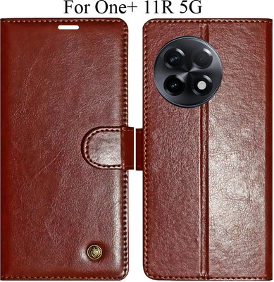 MYSHANZ Flip Cover for OnePlus 11R 5G(Brown, Magnetic Case)