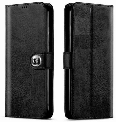 Suprint Wallet Case Cover for Jannid Designer Button Leather Flip Cover for Realme C31 - Black(Black, Magnetic Case, Pack of: 1)