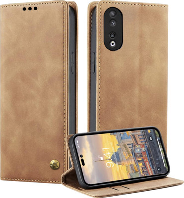 GoPerfect Wallet Case Cover for Honor 90 5G , Premium Imported Business Series Flip Back Cover(Brown, Grip Case, Pack of: 1)