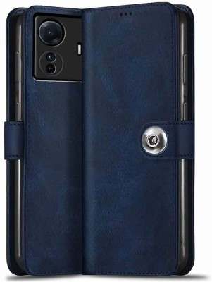 ANTAL Wallet Case Cover for Jannid Designer Button Leather Flip Cover for IQOO Z6 Pro 5G/Vivo T1 Pro 5G - Blue(Blue, Magnetic Case, Pack of: 1)