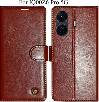 MYSHANZ Flip Cover for iQOO Z6 Pro 5G(Brown, Magnetic Case)
