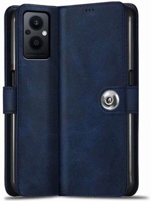 Suprint Wallet Case Cover for Jannid Designer Button Leather Flip Cover for Oppo F21 Pro 5G/Oppo F21s Pro 5G - Blue(Blue, Magnetic Case, Pack of: 1)