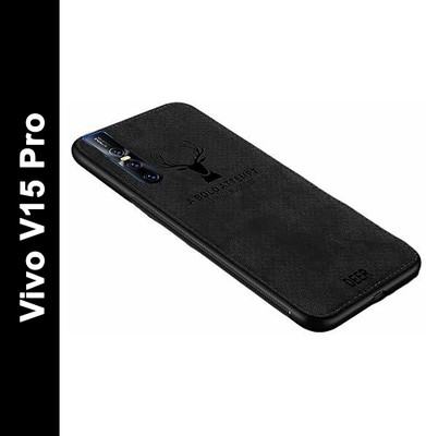 MOBILOVE Back Cover for Vivo V15 Pro | Deer Pattern Cloth Texture Leather Finish Soft Fabric Case Hybrid Protective(Black, Grip Case, Pack of: 1)