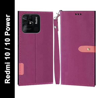 Ideogram Flip Cover for Redmi 10, Redmi 10 Power(Pink, Shock Proof, Pack of: 1)