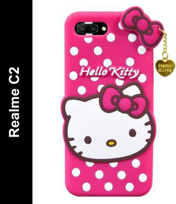 SUNSHINE Back Cover for Realme C2, Oppo A1k, Hello Kitty Mobile Back Cover| 3D Cute Kitty|with Heart Pendant(Pink, Flexible, Pack of: 1)