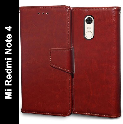 Unistuff Flip Cover for Mi Redmi Note 4(Brown, Dual Protection, Pack of: 1)